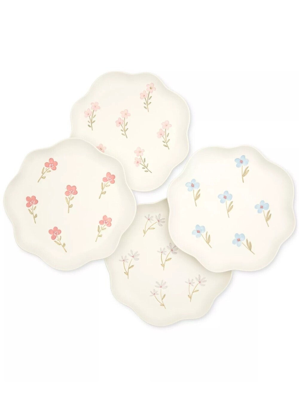 42$ Haven Floral Scalloped Salad Plates Set of 4